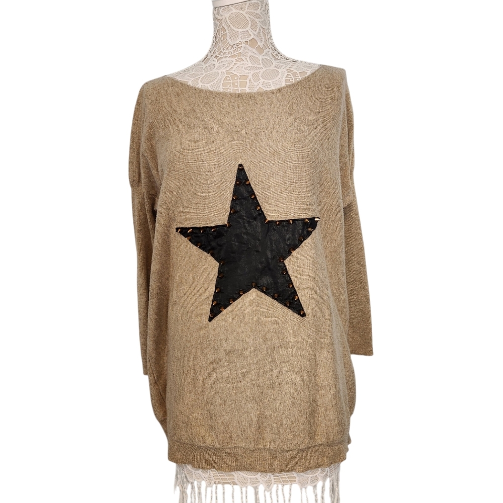 Interdee studded star wool, cashmere, angora and cotton blend tunic top